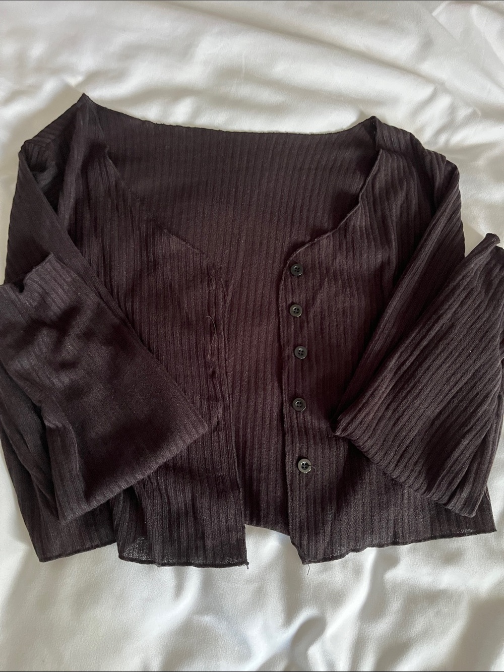 Women’s Ribbed Button-Front Top - Black